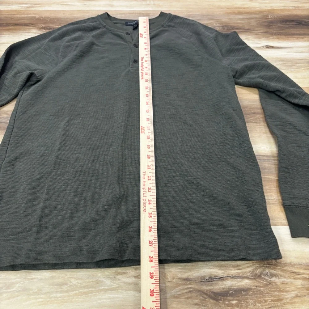 Banana Republic Henley Shirt Large Tall Core Temp Slub Cotton Blend Olive Green